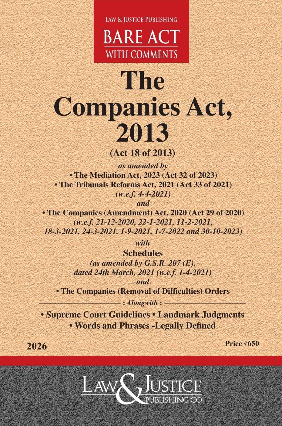 The Companies Act, 2013 Bare Acts 2026 EDITION Law & Justice