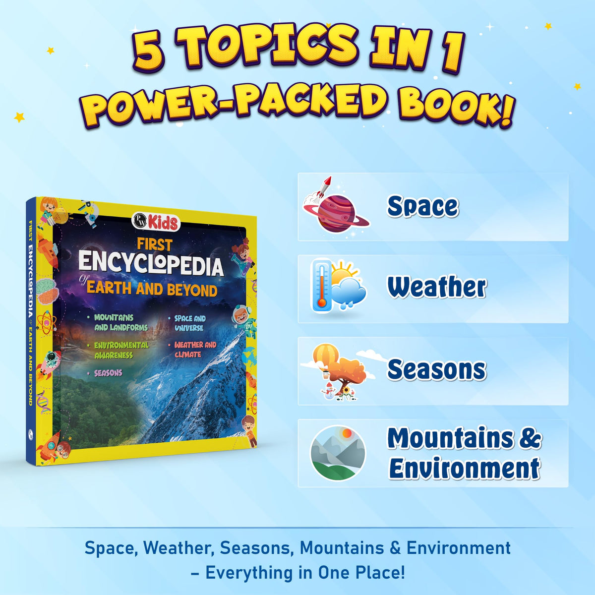 First Earth and Beyond Encyclopedia Books for Kids, Explore Space to Mountains, Activity Book for 5-10 Years Old, Fun Learning Book