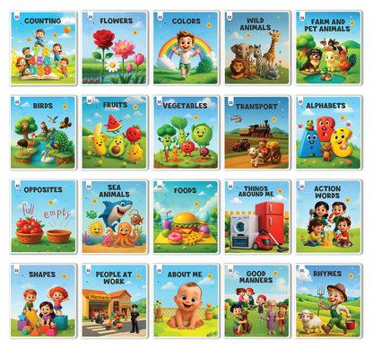 My First Library Box Set (20 Board Books) | Premium Quality Kids Books for 1 Year - 4 Year Old | Early Learning Books - Alphabets, Numbers, Rhymes, ... Flowers, Birds, Transport, Pet & Wild Animals