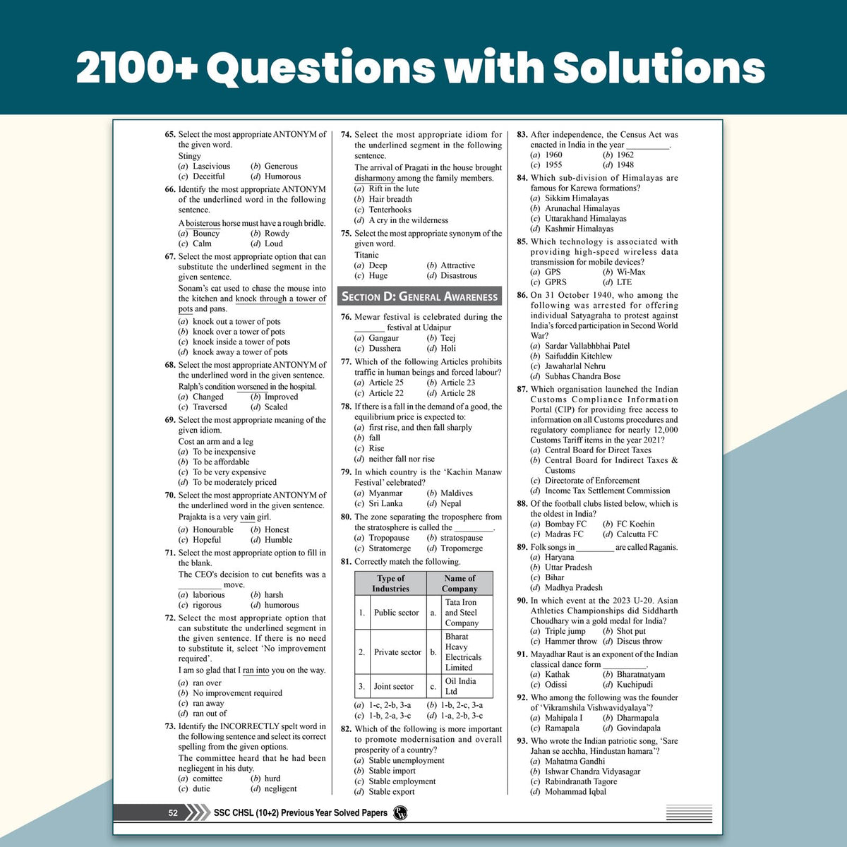 PW SSC CHSL (10+2) Previous Year Solved Papers Tier 1 & 2, English Medium (2026-18) | 20 Year-wise PYQs Till April 2026 | 2100+ Questions with Detailed Solutions