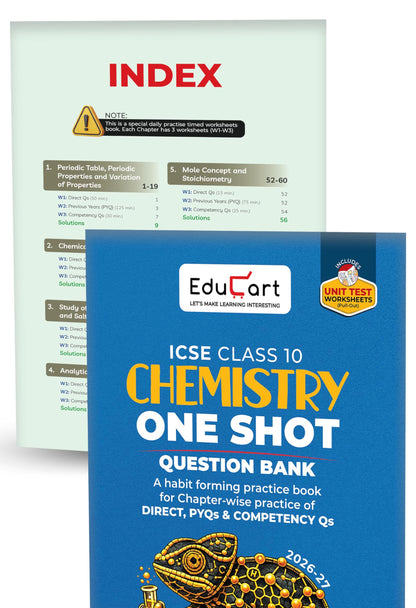 Educart ICSE Class 10 One Shot Question Bank 2027 (Set of 8 Books) | Physics, Chemistry, Maths, Biology, English 1 & 2, Geography, History & Civics | 2026–27 Exam
