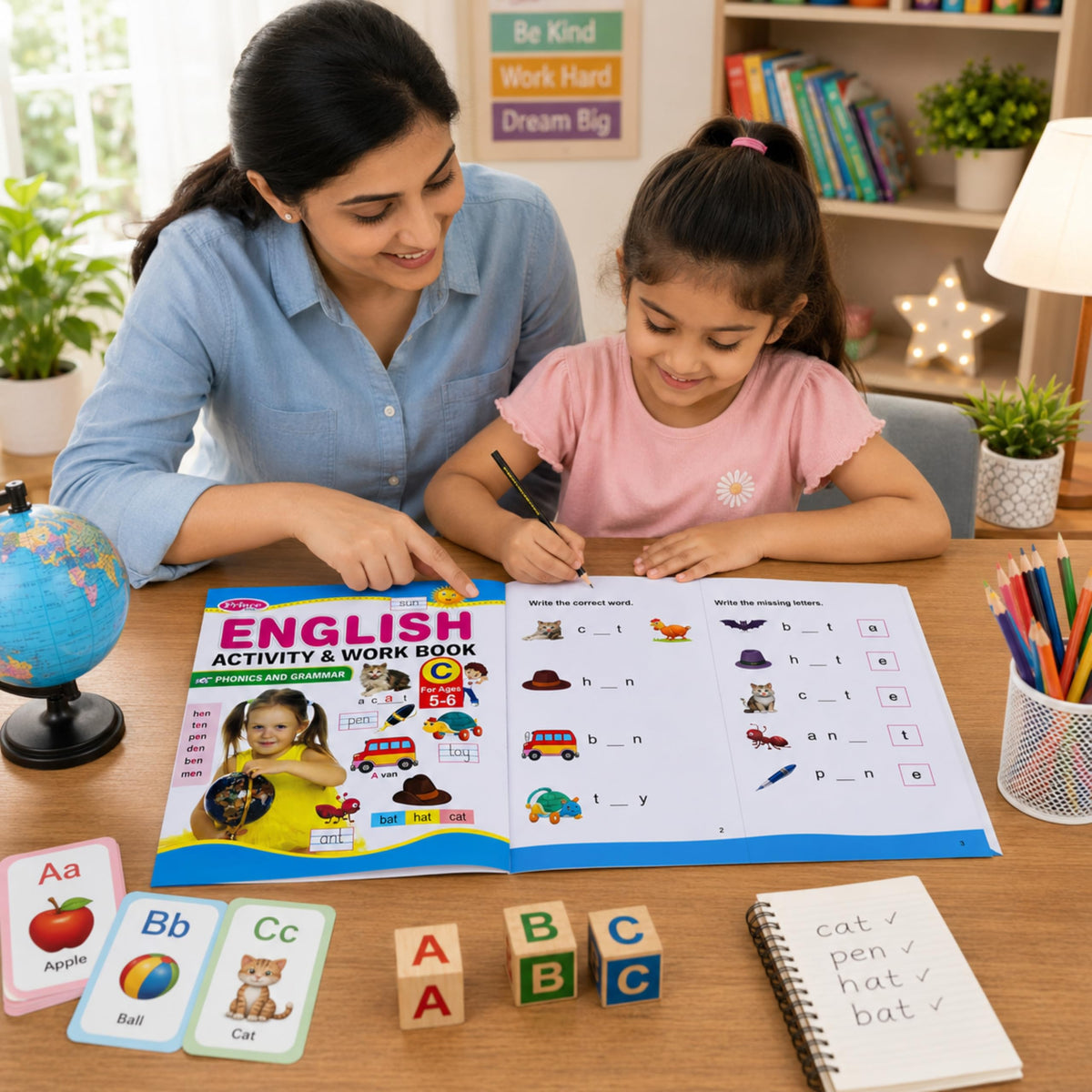 AP SINHA English Activity & Work Book, Phonics and Grammar, Ages 3-6 Years (Prince Series)