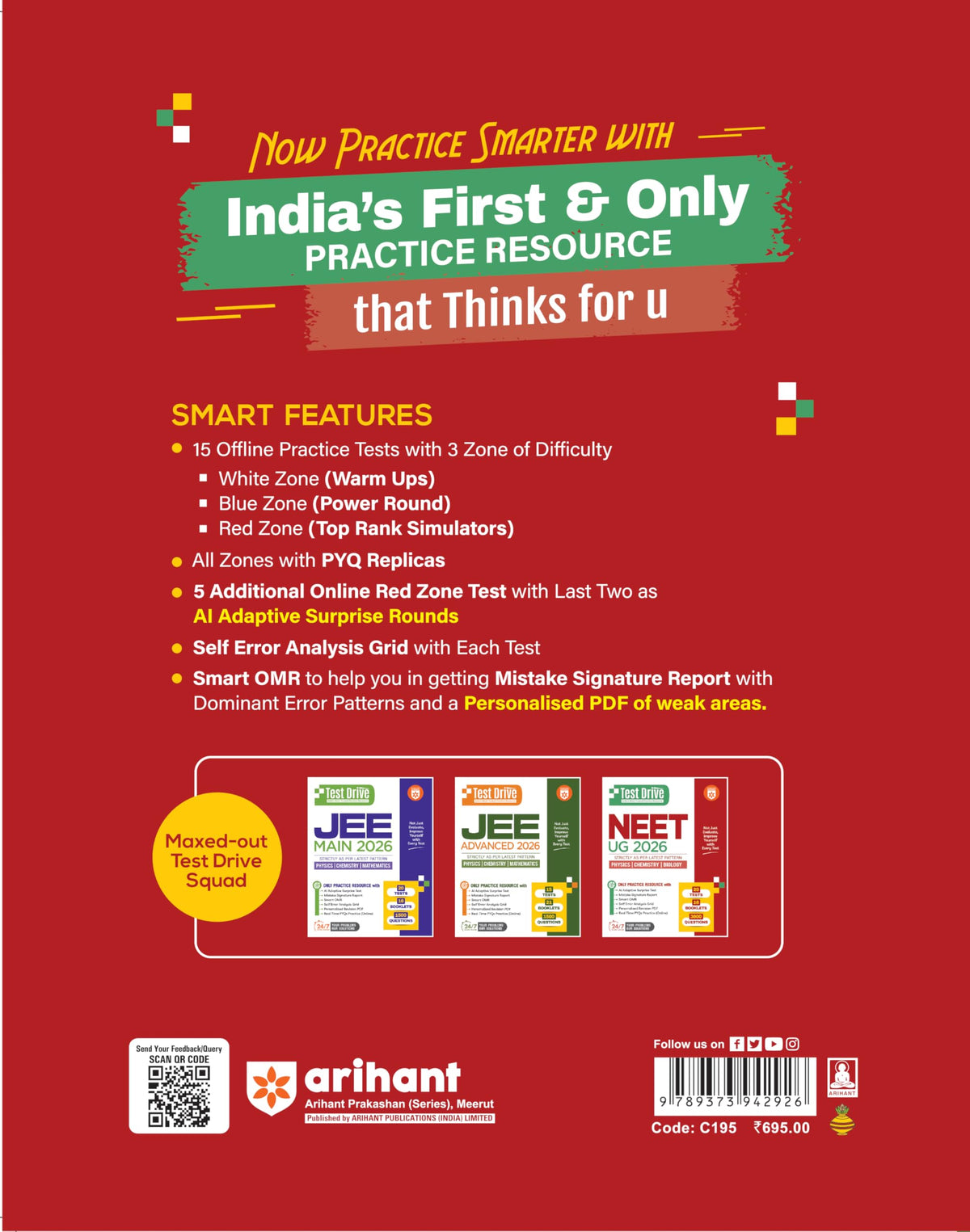 Arihant NEET (UG) 2026-2027 Test Drive 20 Tests, 16 Booklets & 3600 Questions | Physics, Chemistry & Biology | AI-Adaptive Practice with Error Analysis, Smart OMR, Real-Time PYQs & Revision PDF