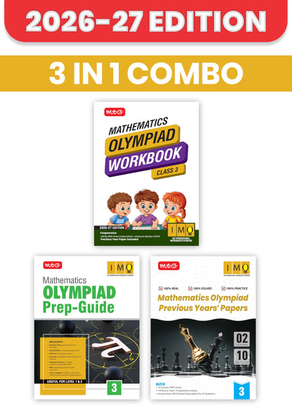 MTG Mathematics Olympiad (IMO) Workbook, Prep Guide & Previous Years Papers Class 3 (PYQs) with Mock Test Paper - SOF Olympiad Books For 2026-27 Exam (Set of 3 Books)