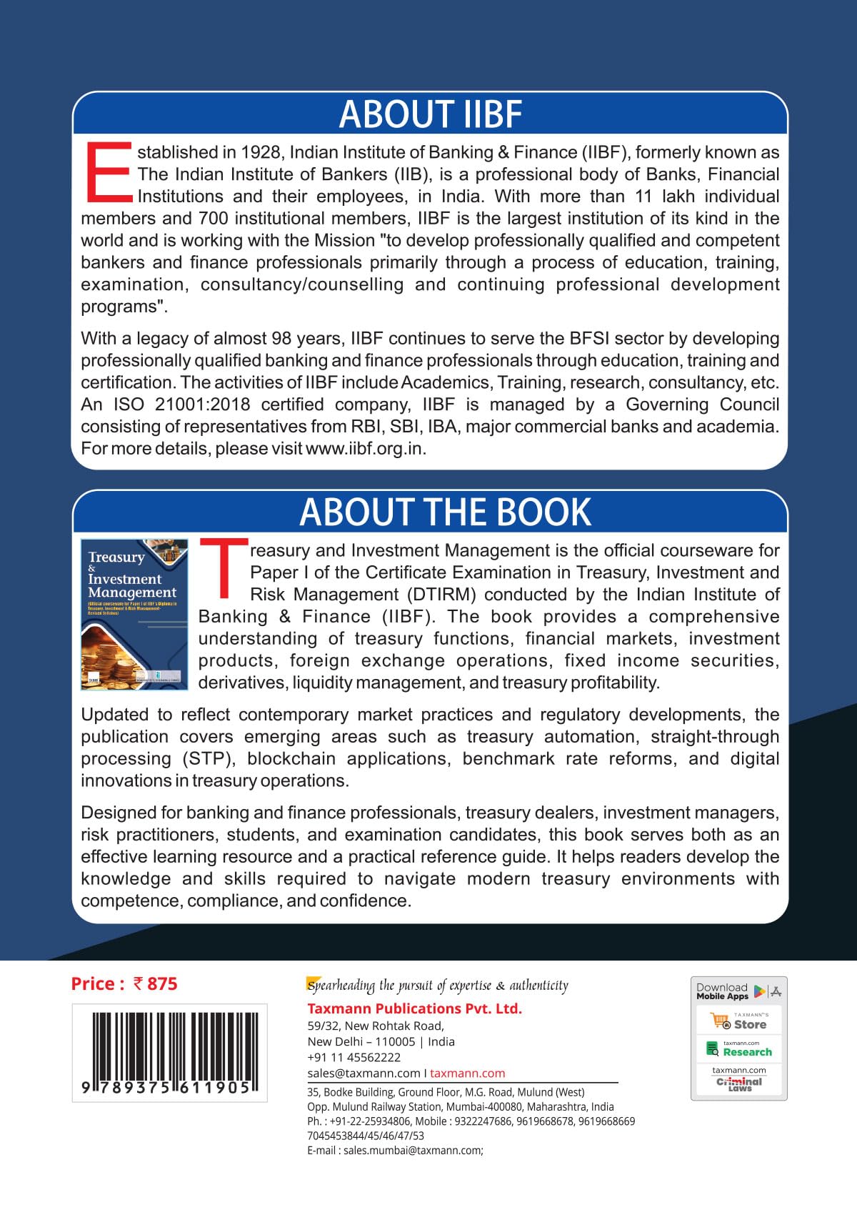 IIBF X Taxmann's Treasury & Investment Management – Amended & Updated | End-to-end Guide to Modern Bank Treasury that Serves as Both an Exam Text & a Professional Desk Reference