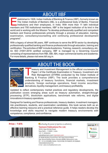 IIBF X Taxmann's Treasury & Investment Management – Amended & Updated | End-to-end Guide to Modern Bank Treasury that Serves as Both an Exam Text & a Professional Desk Reference