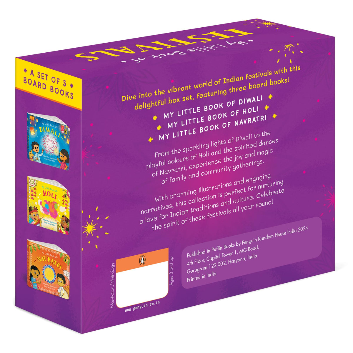 My Little Book of Festivals (Boxset) : Illustrated board books on the Indian festivals of Diwali, Holi and Navratri | Hindu mythology for kids age 3+