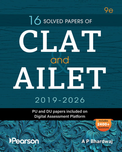Pearson Complete CLAT Manual + 16 Solved Papers CLAT & AILET 2019–2026 + Legal Awareness & Reasoning + Legal Aptitude Workbook 2026–27 | For CLAT, ... Law Entrances | PYQs, 6000+ MCQs & Mock Tests