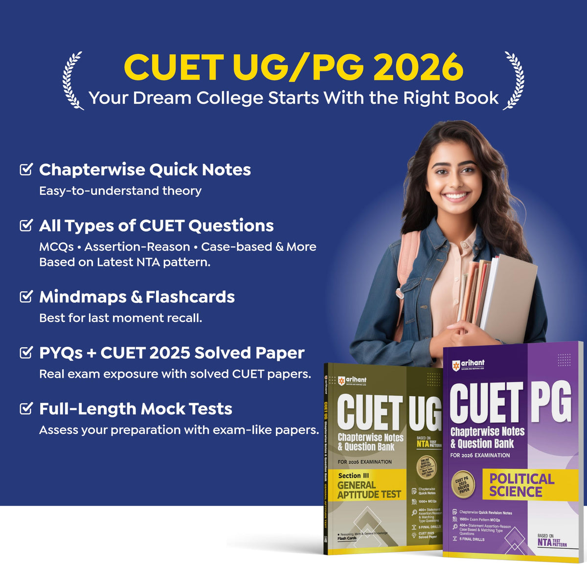Arihant CUET UG Accountancy Chapterwise Notes & Question Bank 2026 | Based on Latest NTA Pattern | Chapterwise Quick Notes, NCERT Based MCQs, Case & ... + CUET 2025 Solved Paper | English Medium