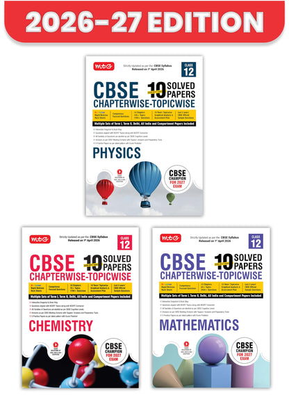 MTG CBSE Class 12 PYQs Book | 10 Years (2026-2017) Chapterwise Topicwise Solved Papers Class 12 Physics, Chemistry, Mathematics (Set of 3) - CBSE ... | CBSE Sample Papers (As Per Latest Pattern)