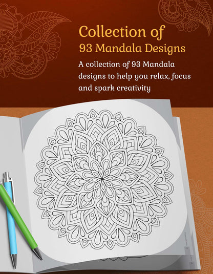 Mandala Colouring Books for Adults & Teens | Relieve Stress & Boost Creativity | 93 Bold & Easy Mandala Designs with DIY Activity Sheet | Coloring reference with QR code | Set of 3