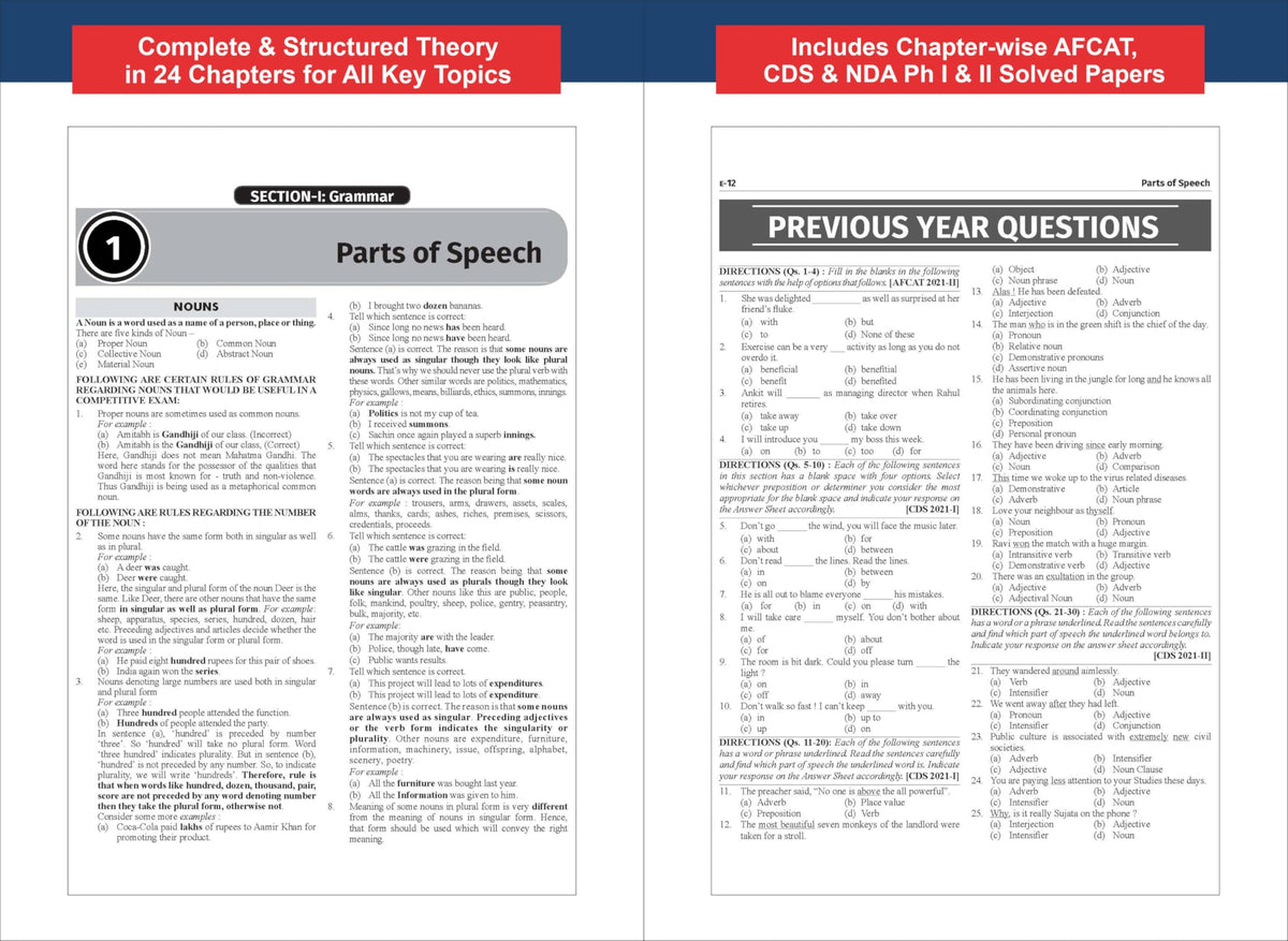 Disha Objective English for Defence Exams - NDA, CDS & AFCAT | For 2026 Exams | Includes PYQs | Fully Solved