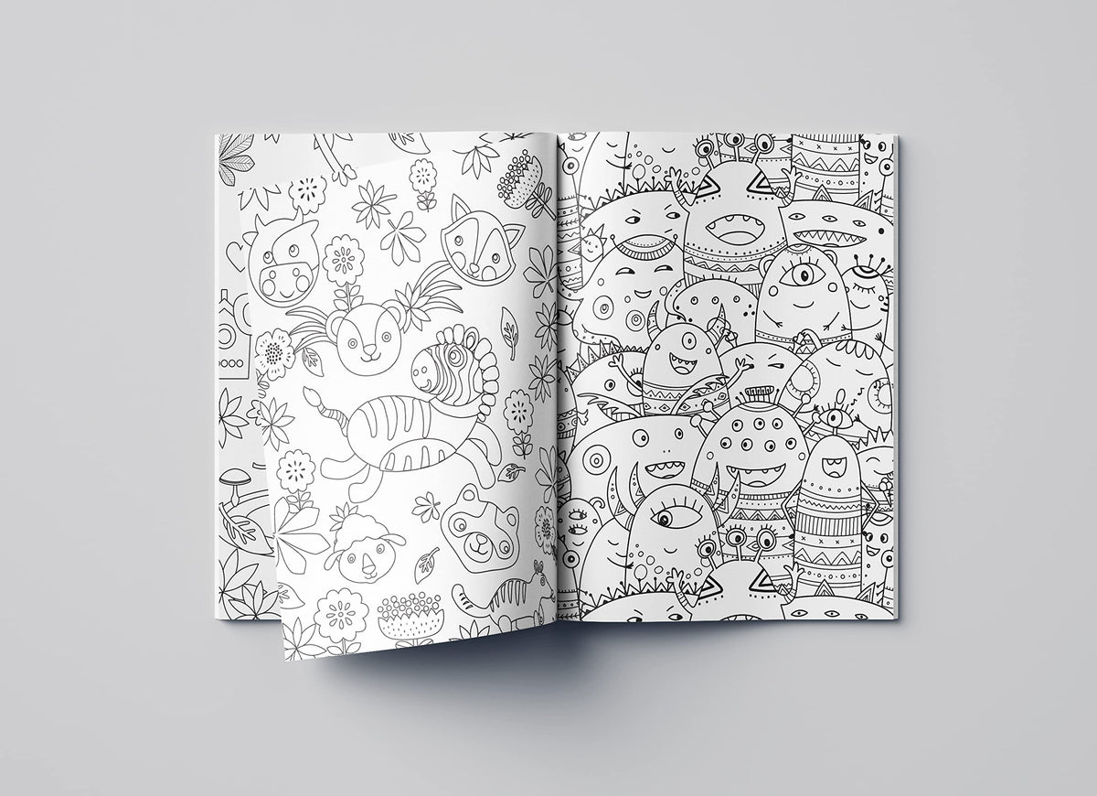 Doodle Coloring For Kids - Blue Edition