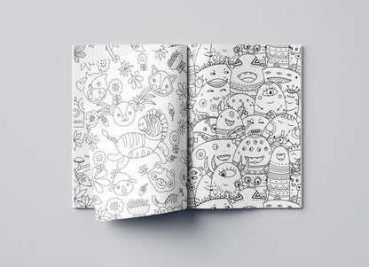 Doodle Coloring For Kids - Blue Edition