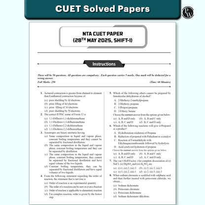 PW CUET UG Entrance Exam Books 2026 – Chemistry | Chapterwise & Topicwise MCQs Question Bank | Theory + Exercises | CUET UG PYQ (2025–2022) | Mock Tests | Latest NTA Pattern