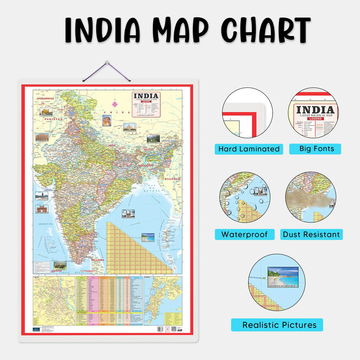 World and India Map Early Learning 30 inch X 20 inch Educational Chart for Kids- Non-Tearable and Waterproof, Double Sides Printed Laminated Chart, ... - Paper Print Wall Chart – 27 November 2025