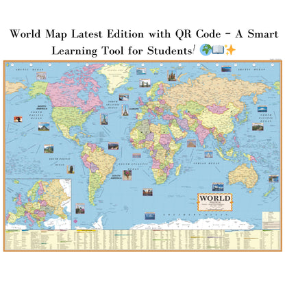 Eoi Marketing World Political Map English 40 x 28 Inch, Paper Print Map for Home & Office Wall Décor | Detailed & Updated Map for UPSC, SSC, IAS, IPS other Competitive Exam