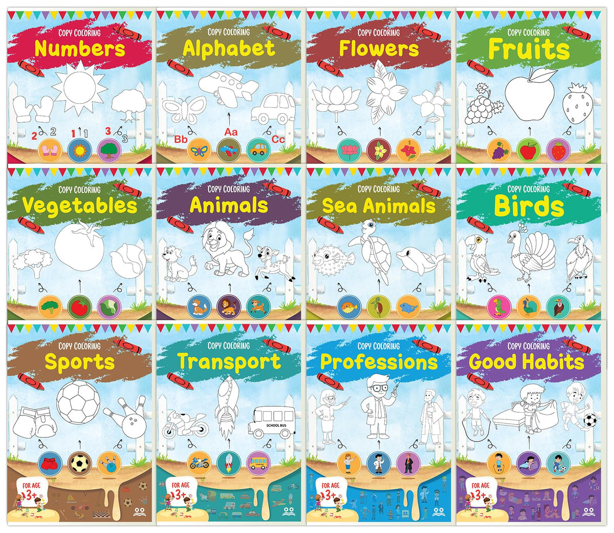 Colouring Book for Kids | Drawing Book for Kids [Set of 12 Books] | Best Selling Coloring Book in India | Premium Quality Colour Painting Book | Ages: 2 - 6 Years | Two Brothers Publications