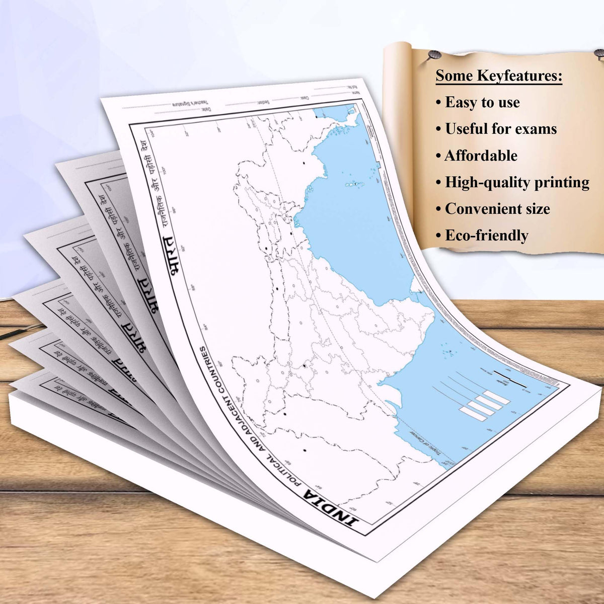 SMALL - 100 INDIA POLITICAL OUTLINE MAP FOR SCHOOL | 100 Tear-Out Sheets for Mapping and Charting Practice