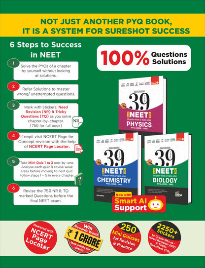 Disha Combo (3 Books) Errorless 39 Years NEET Chapter-wise & Topic-wise Physics, Chemistry & Biology NEET PYQ Book(2026 - 1988) 21st Edn | NEET Previous Year Solved Papers with 2026 Cancelled & Retest