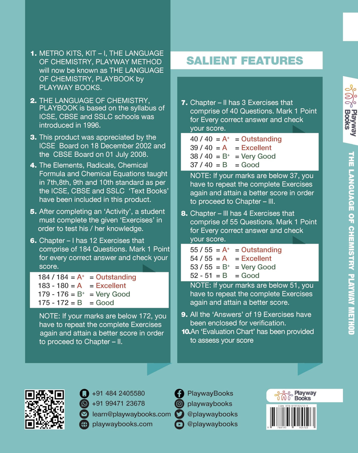 The Language of Chemistry - Playbook | Playway Method | Class 7-10 | ICSE, CBSE & SSLC | Activities, Exercises & Token Sheets
