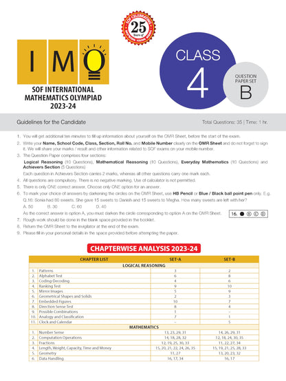 MTG IMO Olympiad 10 Previous Years Papers Class 4 Mathematics (2025-2021 Set A & B) - Model Test Papers with 24 Sample OMR Sheets | PYQ Book For SOF Olympiad 2026-27 Exam