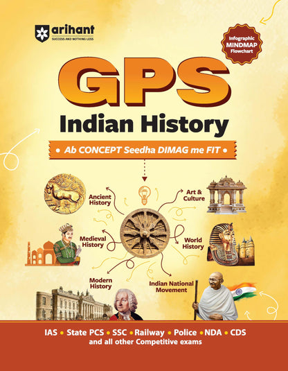 Arihant GPS Indian History Book 2025 | GS and General Knowledge for UPSC, IAS, State PCS, SSC, Railway, Police, NDA, CDS and Competitive Exams | English Medium