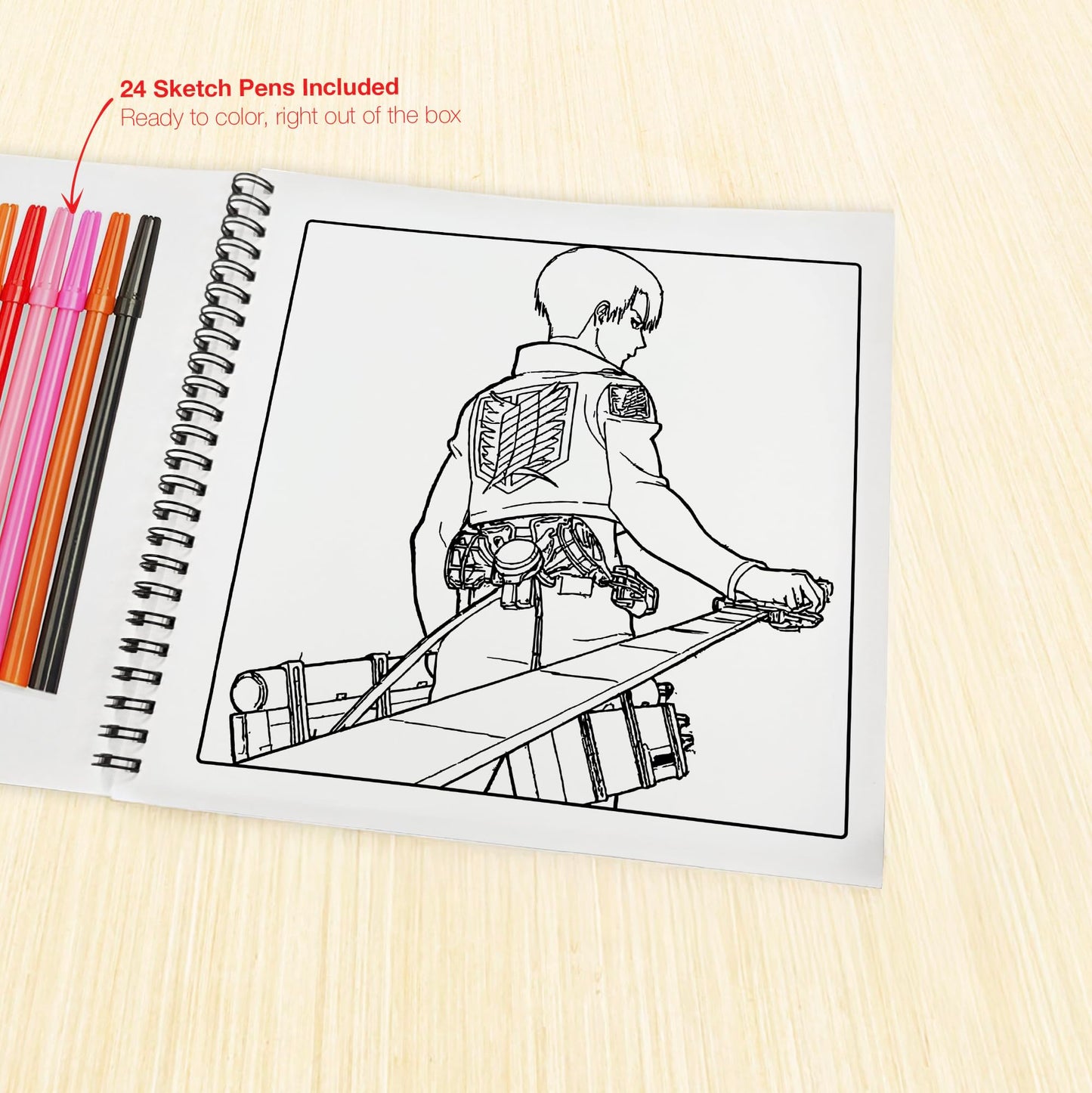 The Crafthives Anime Coloring Book Volume 3 | 24 Detailed Anime Designs with 24 Sketch Pens | Premium 170 GSM Pages | Spiral Bound Hard Cover Coloring Book for Kids Teens Adults