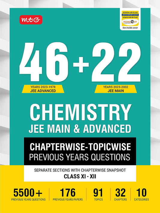 MTG 46 + 22 Years JEE Main and IIT JEE Advanced Previous Years Solved Question Papers with Chapterwise Topicwise Solutions Chemistry Book - JEE PYQ ... For 2024 Exam [Paperback] MTG Editorial Board MTG Editorial Board