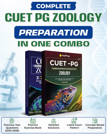 VedPrep CUET PG Zoology PYQS 2015-2026, Previous Year Questions with Solutions, Practice Exercise with solutions (2 Books)