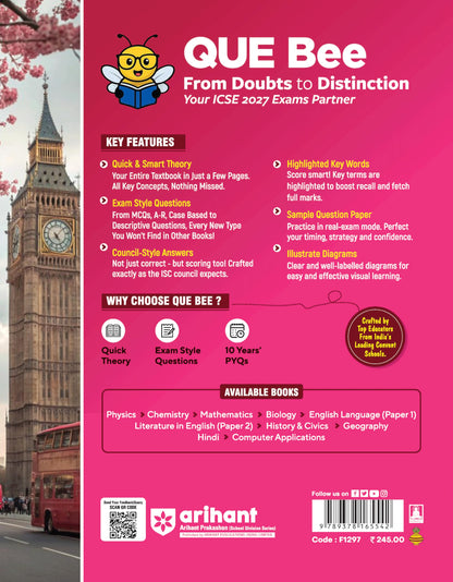 Arihant ICSE Literature in English (Paper 2)) Class 10 Exam 2026-27 | Quick Theory, Exam Pattern Questions & Sample Papers | As per Latest ICSE Syllabus | Que Bee 2nd Edition 2027