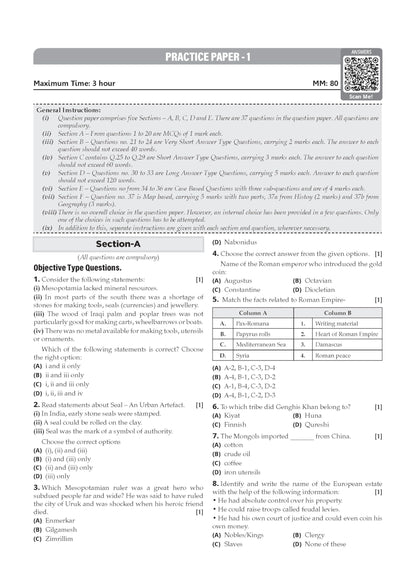 Oswaal CBSE Class 11 History Question Bank | Chapter & Topic-wise Solved Papers (2017–2026) | Based on Latest Syllabus (April 2026) | Includes 2026 Papers | For 2027 Exam