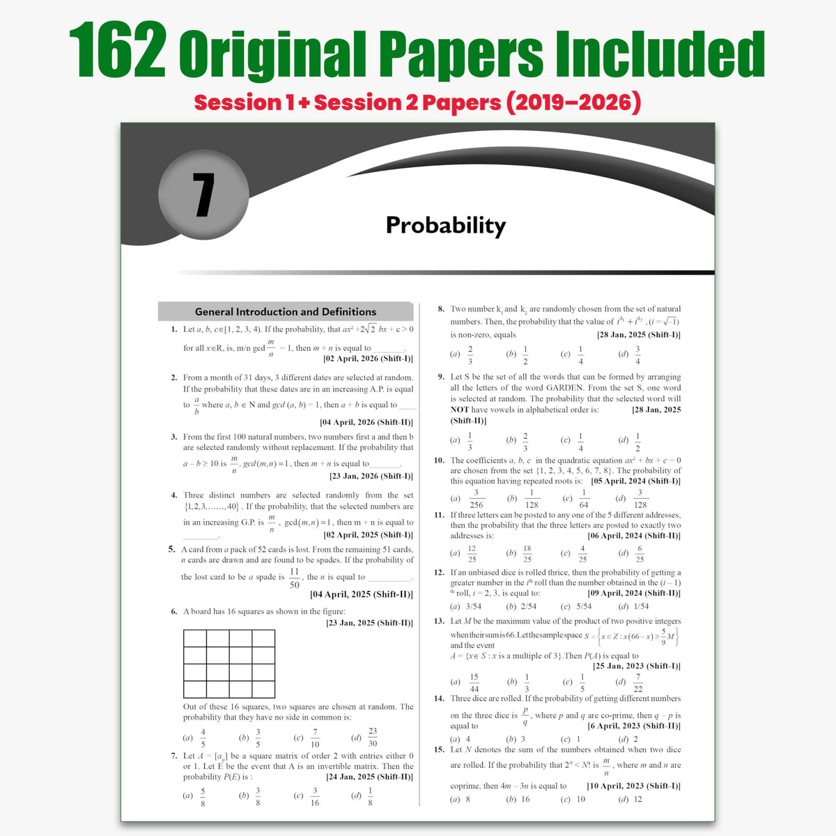PW JEE Main 8 Years (2019 - 2026) PYQs Mathematics Chapterwise and Topicwise | All 162 Sets Previous Years Solved Papers For JEE Main 2027 Exams | Concentrate on Relevance