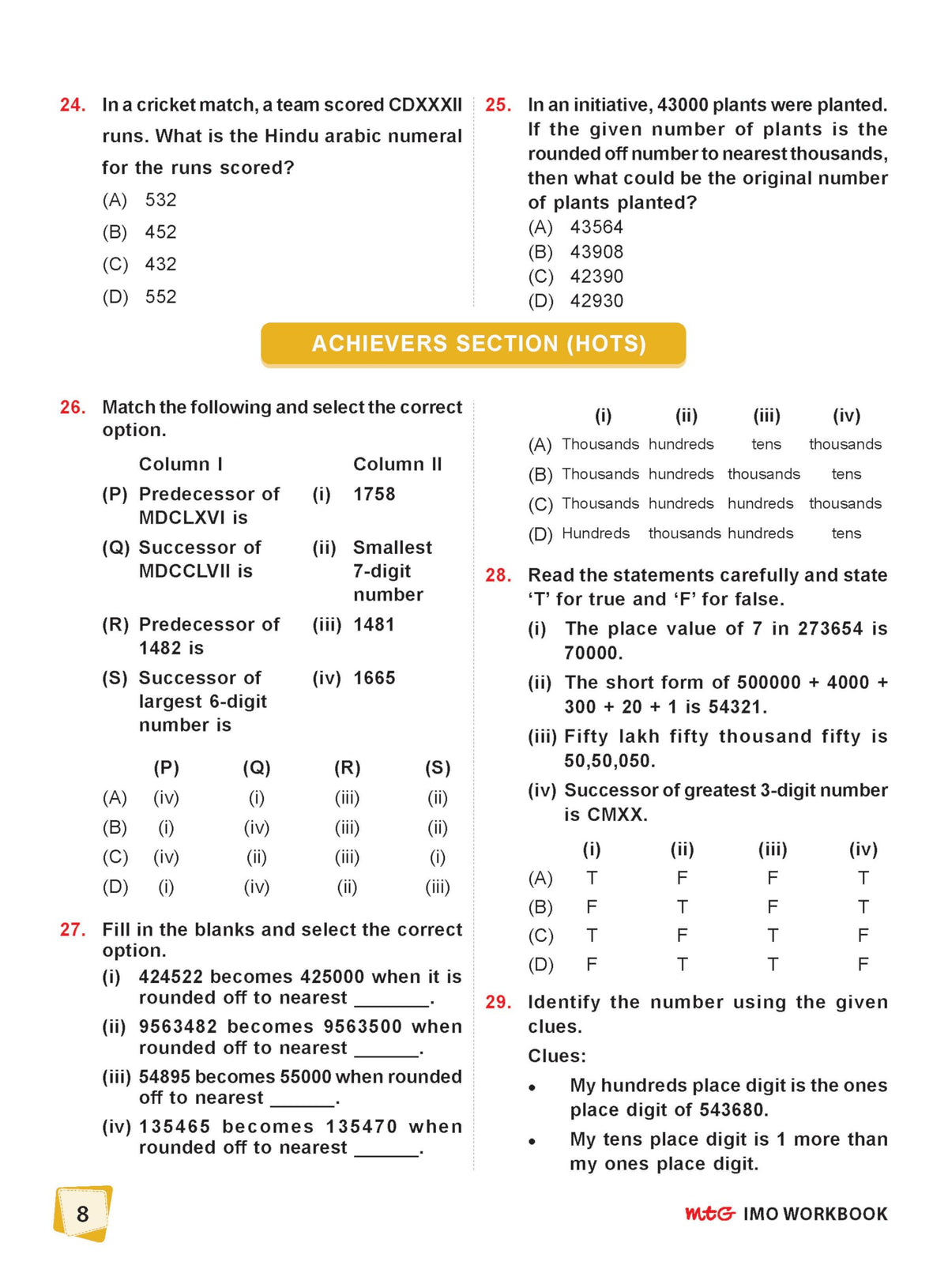 MTG International Mathematics Olympiad (IMO) Workbook Class 5 - Chapter-wise MCQs with Achievers Section - SOF Olympiad Books For 2026-27 Exam