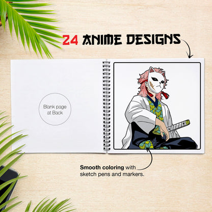 The Crafthives Anime Coloring Book Volume 1 | 24 Anime Character Designs | Smooth Coloring Pages for Sketch Pens & Markers | Spiral Bound Creative Art Book for Kids Teens Adults