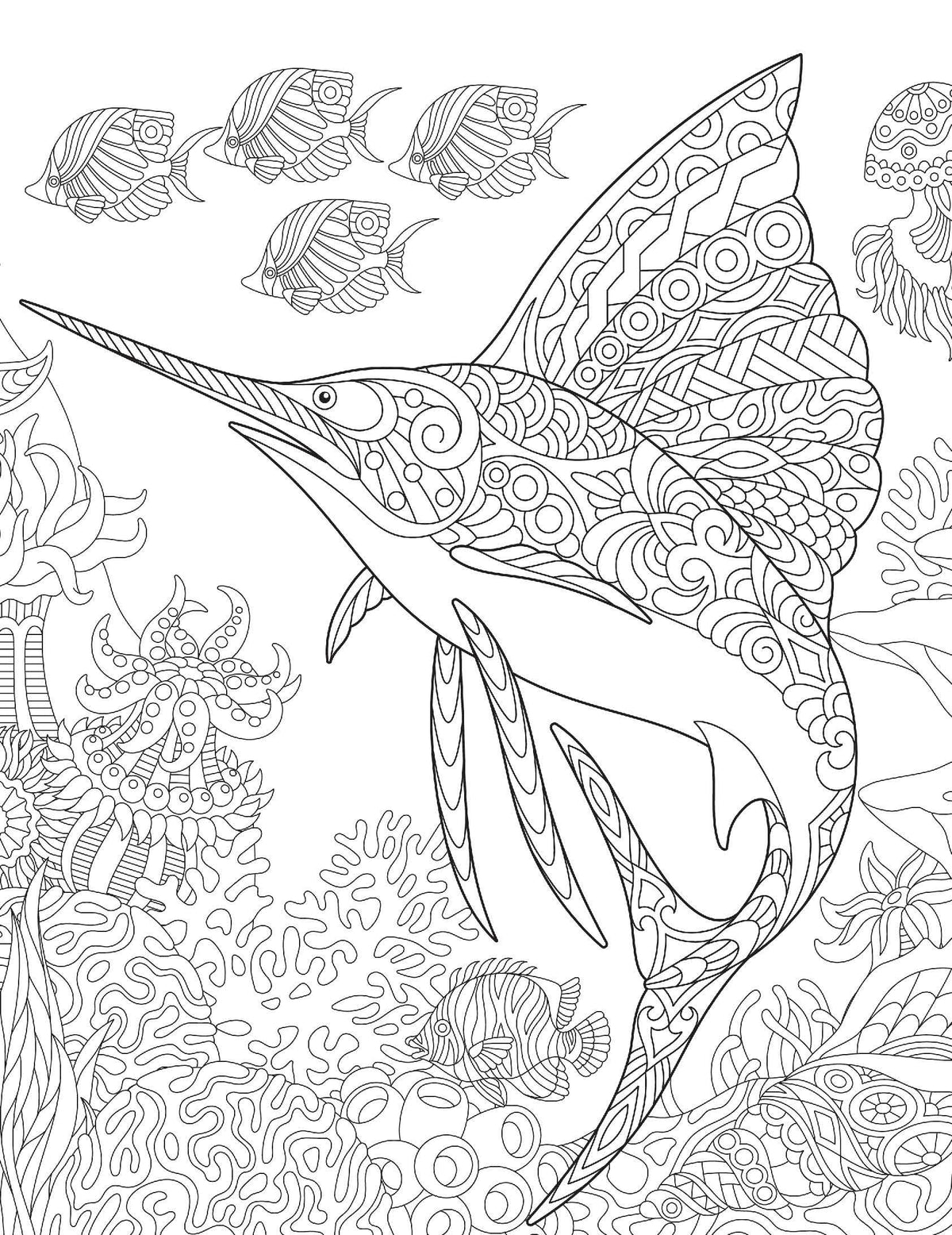 Ocean Adult Colouring Book for Peace & Relaxation | Underwater Scenes, Sea Creatures, and Marine Magic for Mindful Creativity and Stress Relief