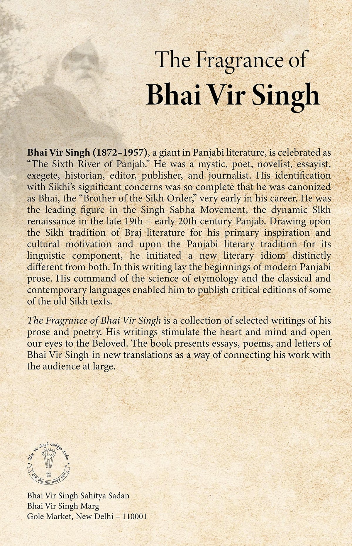 The Fragrance of BHAI VIR SINGH A Collection of His Writings ENGLISH