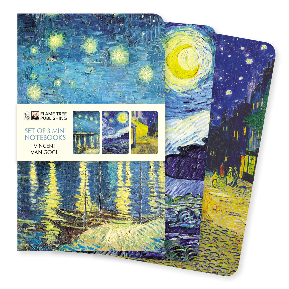 Flame Tree Gift Vincent Van Gogh Set Of 3 Mini Notebooks (Mini Notebook Collections), 64 Pages