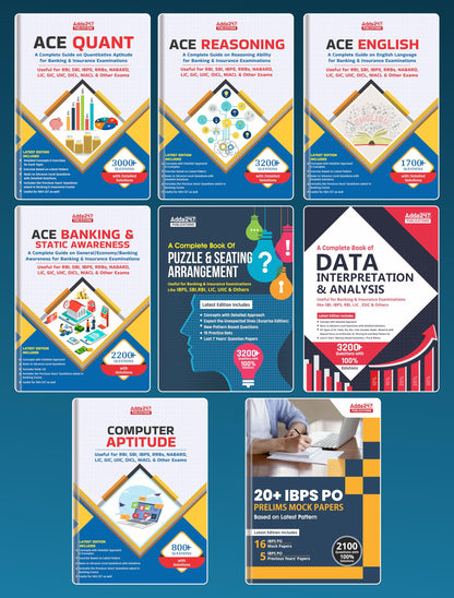 Study Package For IBPS/ SBI/ RRB / RBI Bank Clerk / Po Prelims & Mains & All Banking Exams Set of 8 Books (English Printed Edition) By Adda247 Adda247 Publications