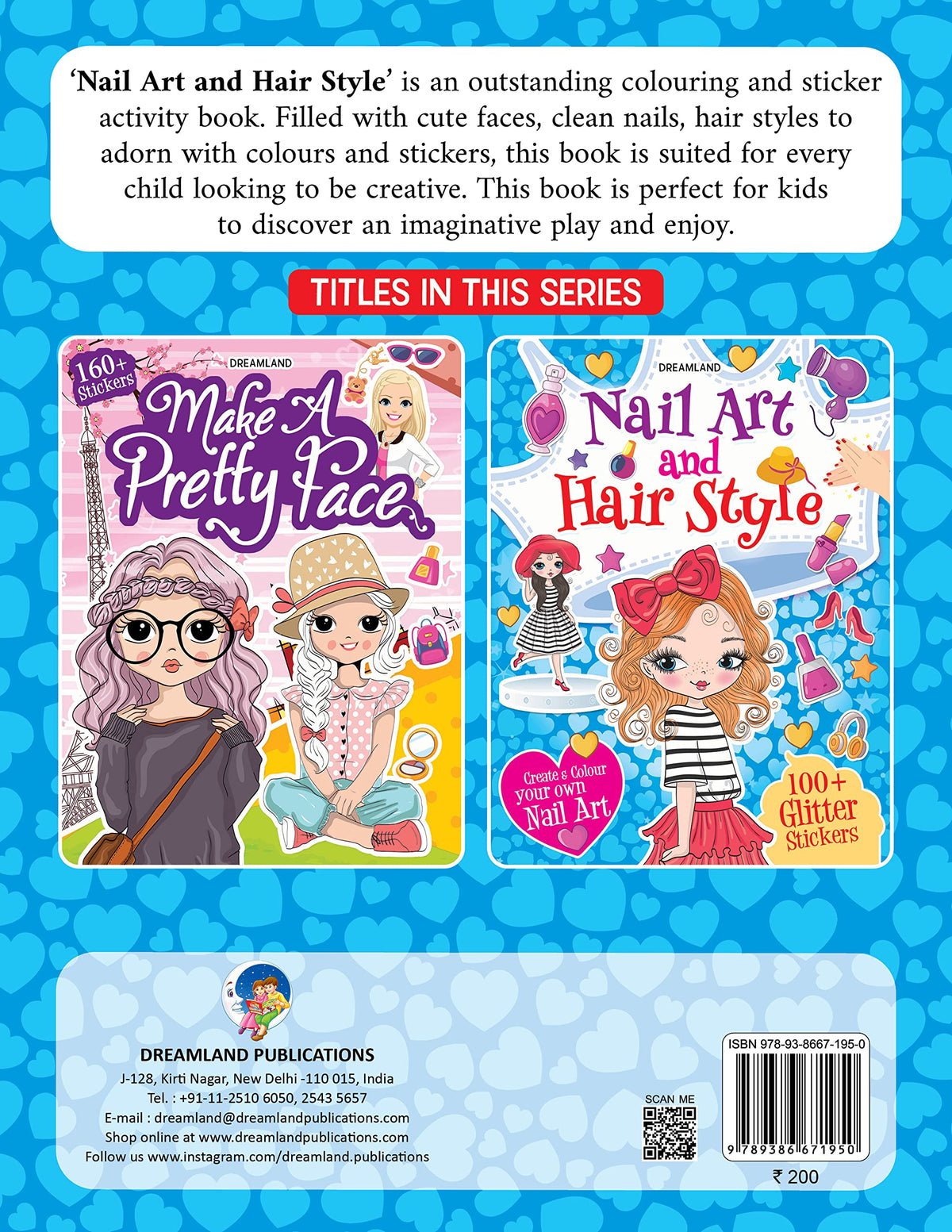 Nail Art and Hair Style Colouring and Sticker Activity Book for Kids Age 3 -6 years- Create and Colour Your Own Nail Art with 100+ Glitter Stickers