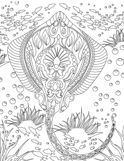 Ocean Adult Colouring Book for Peace & Relaxation | Underwater Scenes, Sea Creatures, and Marine Magic for Mindful Creativity and Stress Relief