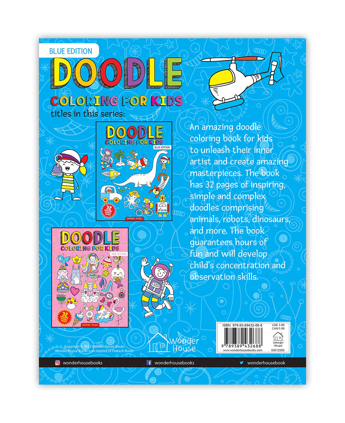 Doodle Coloring For Kids - Blue Edition