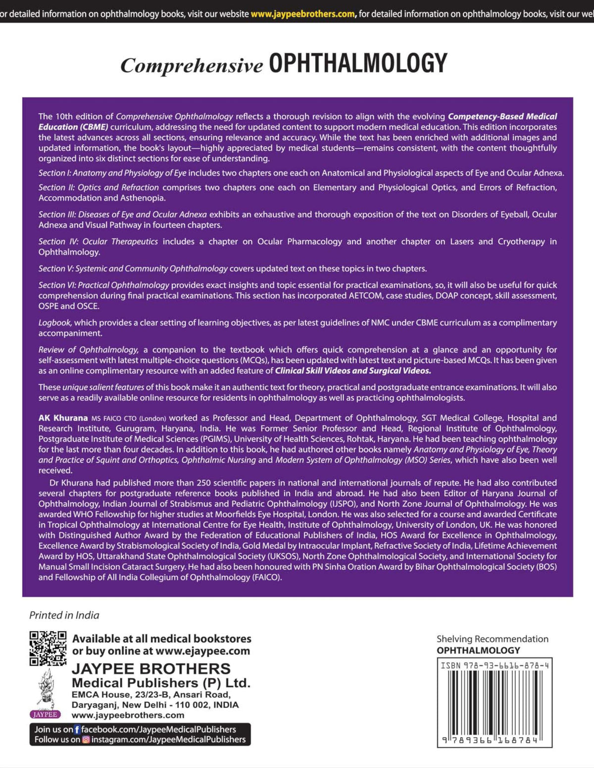 Comprehensive Ophthalmology (Including Practical Manual), 10/E for MBBS Students | Practical Ophthalmology with Free Logbook, AETCOM/OSCE Cases & ... Practical Manual with Ophthalmology Logbook