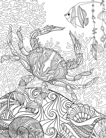 Ocean Adult Colouring Book for Peace & Relaxation | Underwater Scenes, Sea Creatures, and Marine Magic for Mindful Creativity and Stress Relief