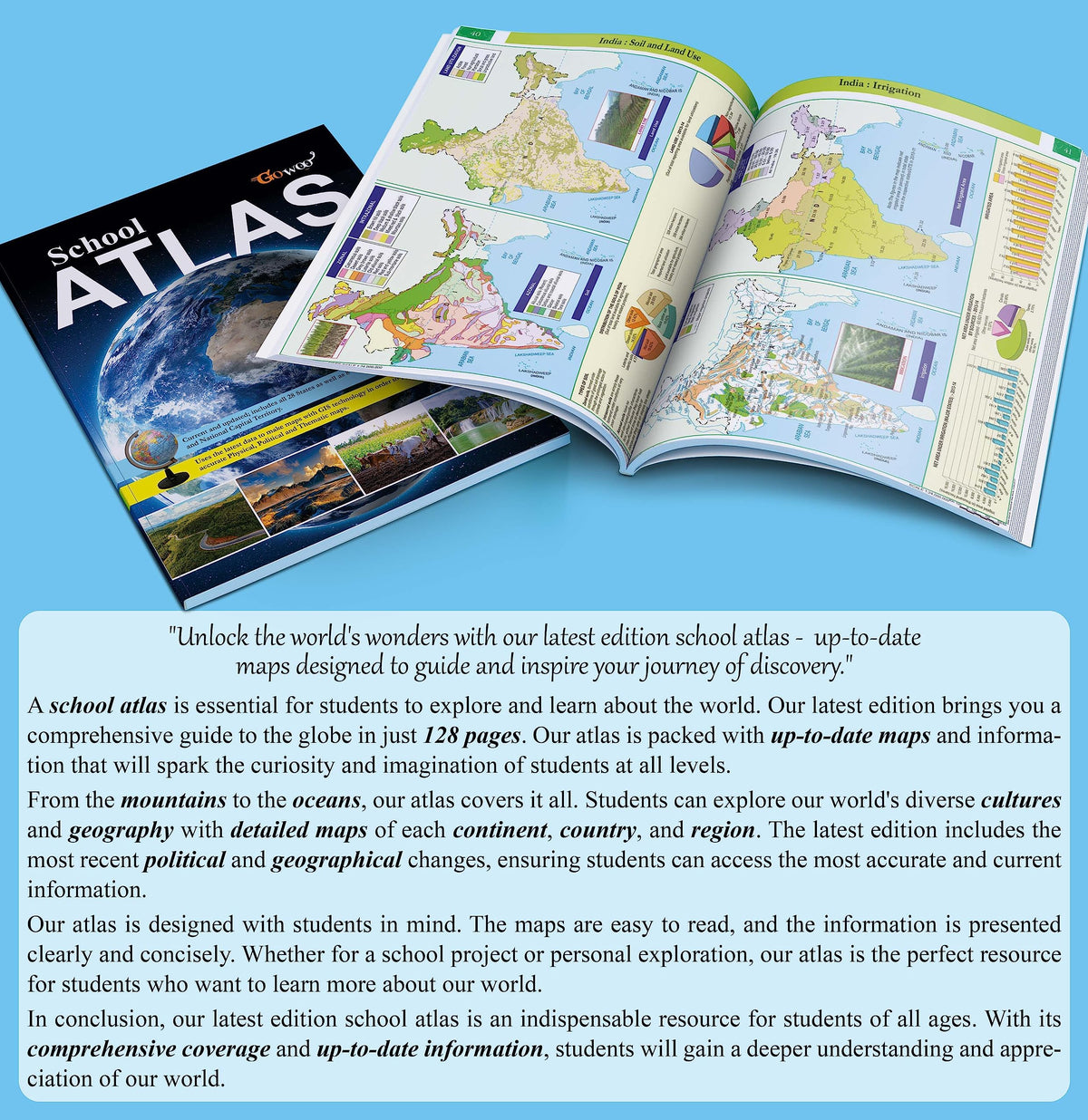 SCHOOL ATLAS (ENGLISH) - MAPLITHO | Student's Guide to Geography: Latest Edition Atlas with Detailed Maps