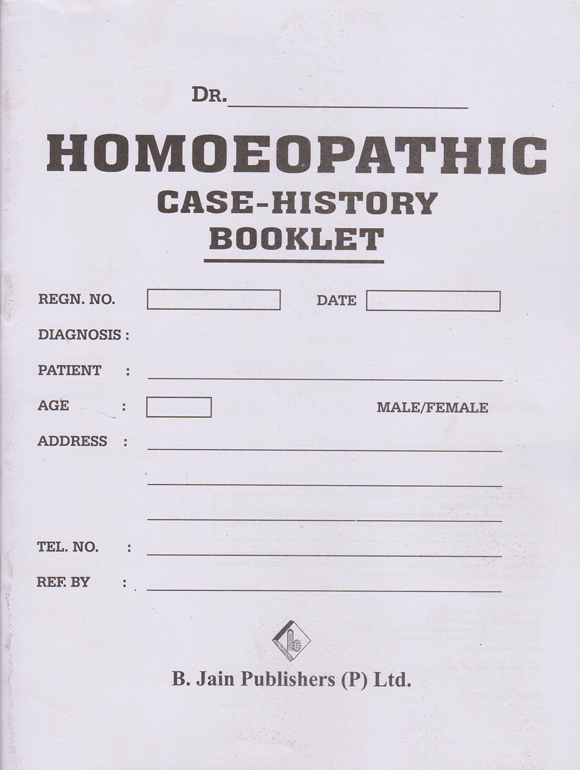 HOMOEOPATHIC CASE HISTORY BOOKLET book cover