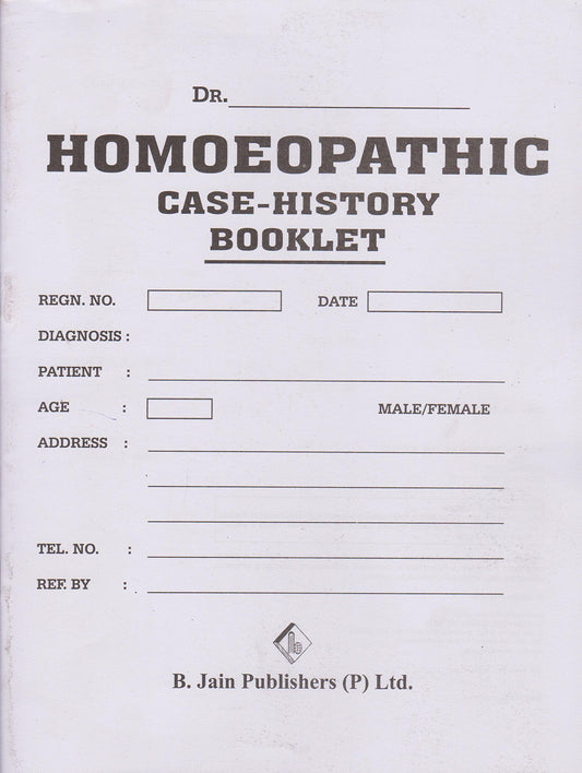 HOMOEOPATHIC CASE HISTORY BOOKLET book cover