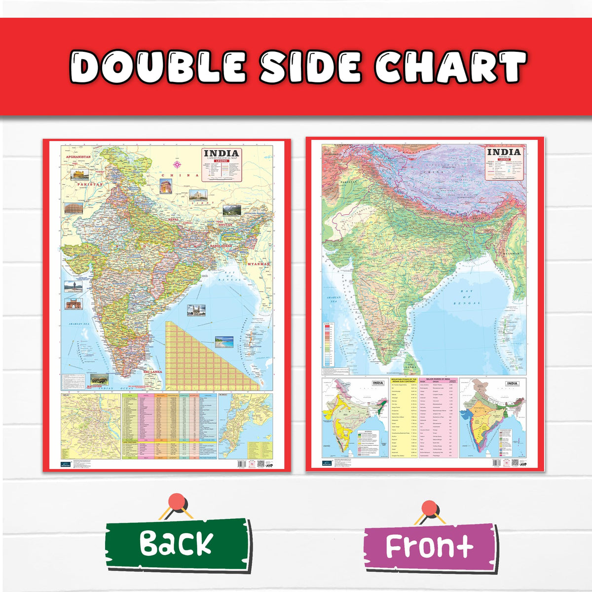 World and India Map Early Learning 30 inch X 20 inch Educational Chart for Kids- Non-Tearable and Waterproof, Double Sides Printed Laminated Chart, ... - Paper Print Wall Chart – 27 November 2025