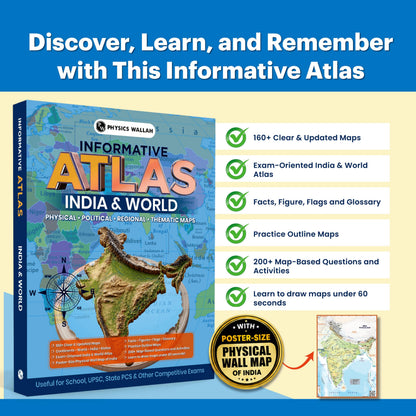 PW Informative Atlas - India & World | Physical, Political, Regional & Thematic Maps | For School Students, UPSC, State PSC & Other Competitive Exams | English Edition with Detailed Maps | Atlas Book
