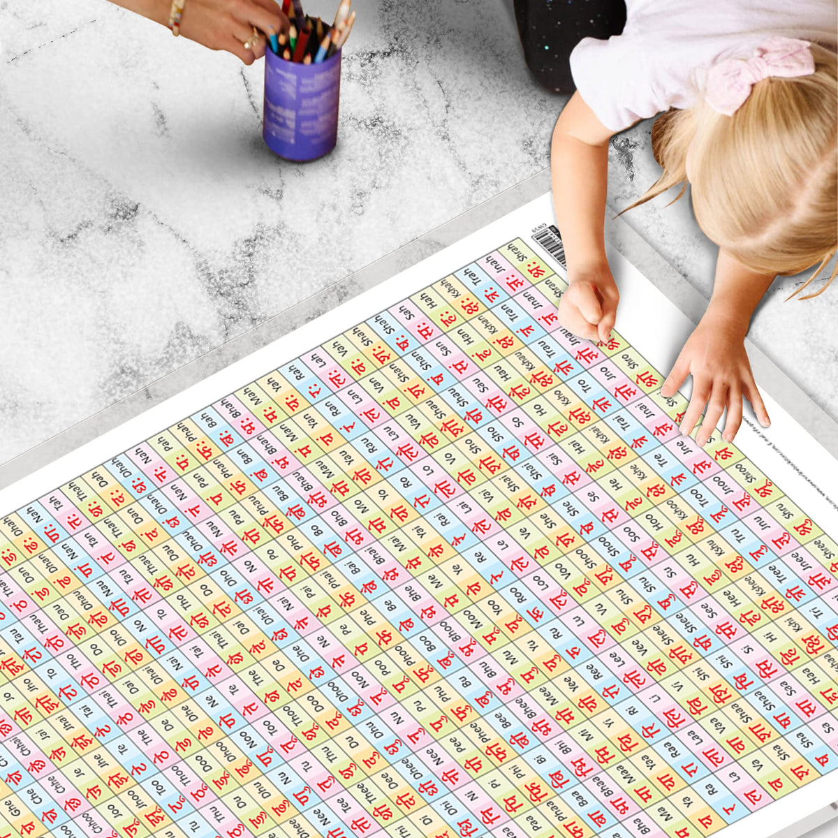 2 IN 1 HINDI VARNMALA AND BAARAHKHADEE Educational chart with Big font and Dust resistant Lamination SAHIL